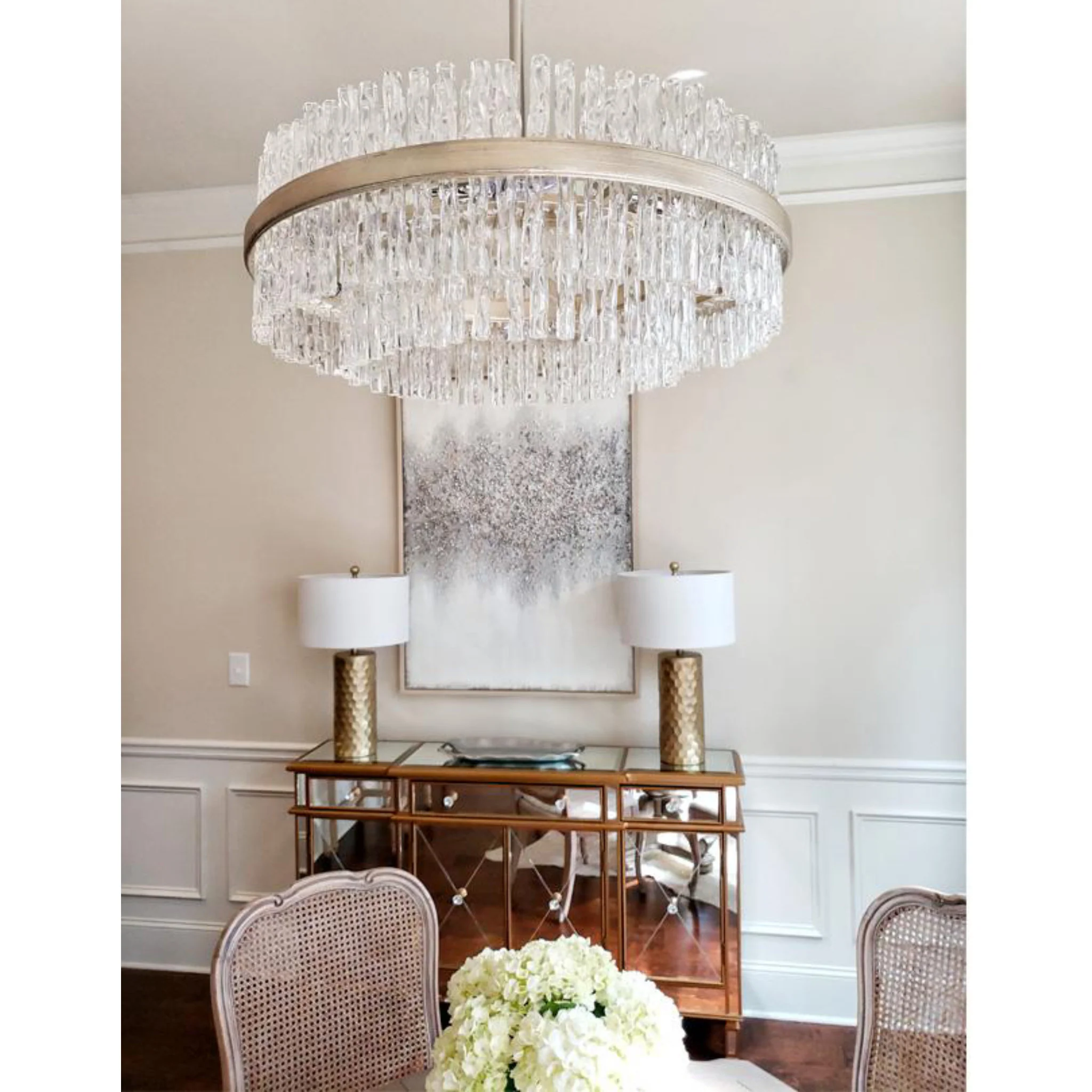 Chime 8-Light Chandelier in  Silver Leaf Polished Stainless 26.75L x 26.75W x 11H - Image 5